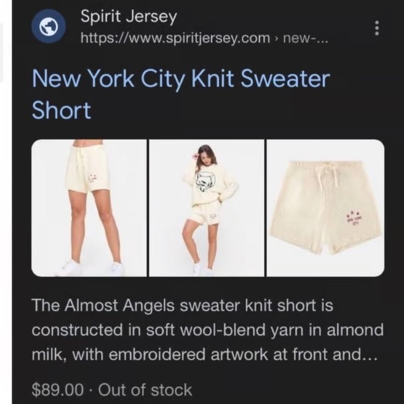 Spirit Jersey New York City Knit Sweater Short - Picture 5 of 5